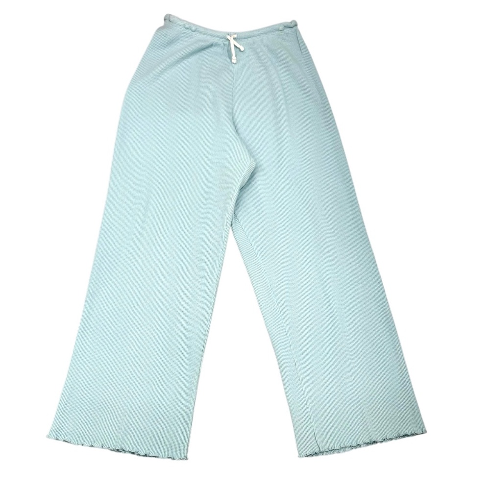 VINTAGE FITIGUES LIGHT BLUE WAFFLE KNIT WIDE LEG CROPPED PANTS